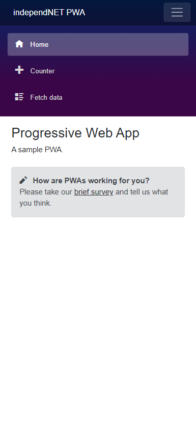 Progressive Web Application sample screen